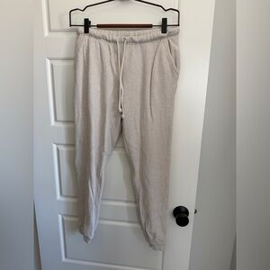 Aerie Waffle Knit Cream Ankle Lounge Joggers